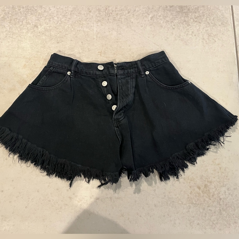 We The Free Black Fringed Jean Shorts
